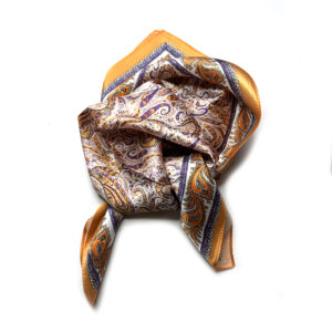 Silk Scarf small orange paisley pattern - IRMAS HUS