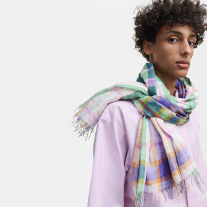 Checkered linen/cotton stole green - ÉPICE