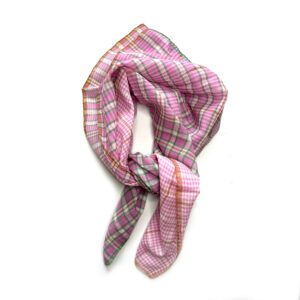 Checkered cotton/linen scarf pink - ÉPICE