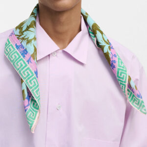 Silk/cotton scarf leaf print olive - ÉPICE