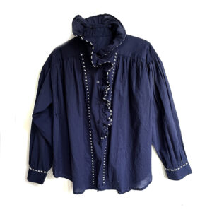 Cotton frill shirt navy - IRMAS HUS