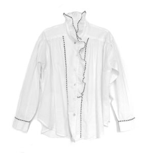 Cotton frill shirt white - IRMAS HUS