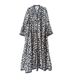 Long dress abstract print black - IRMAS HUS