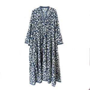 Long dress abstract print blue - IRMAS HUS