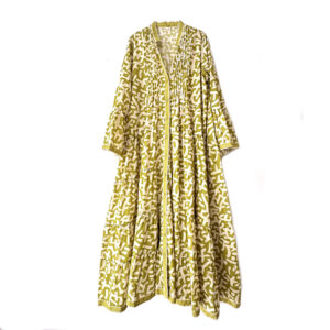 Long dress abstract print lime - IRMAS HUS